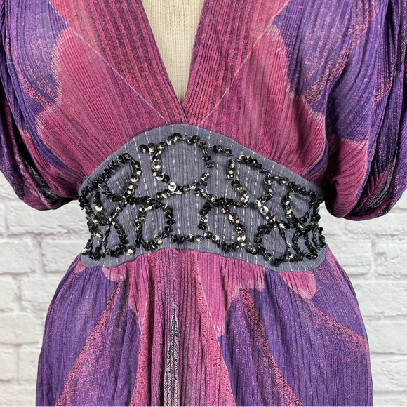 Free People Y2K Butterfly Purple Sequin Tunic Size XS - Picture 3 of 4